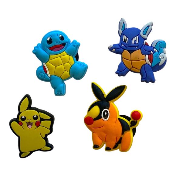 Pokemon Shoe Charms | Set of 4 Fits Crocs | Pikachu, Squirtle, Blastoise, Tepig - Picture 1 of 6